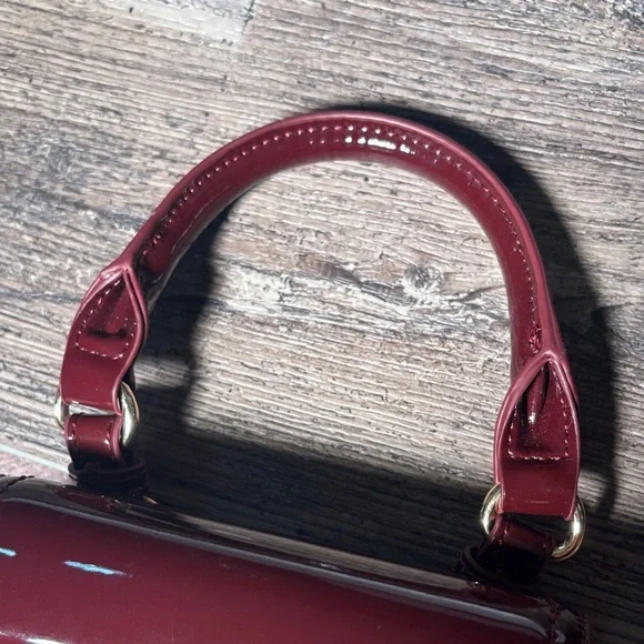 Call It Spring Glossy Burgundy Mini Top-Handle Bag - Picture 9 of 12